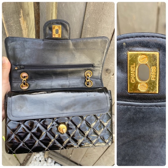 ⭐️BEAUTIFUL⭐️ CHANEL CLASSIC FLAP BAG MEDIUM 9 INCHES🔥 100% Authentic patent - Picture 8 of 17